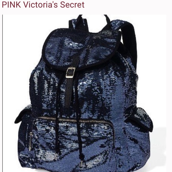 PINK Victoria's Secret Handbags - ~Pink Victoria’s Secret Black Sparkly Backpack~